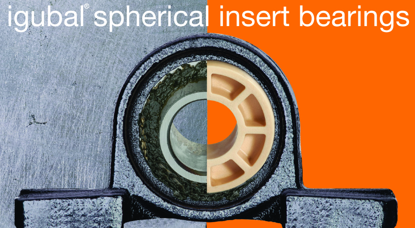 Maintenance-free igubal spherical insert bearing with metal or polymer pillow blocks